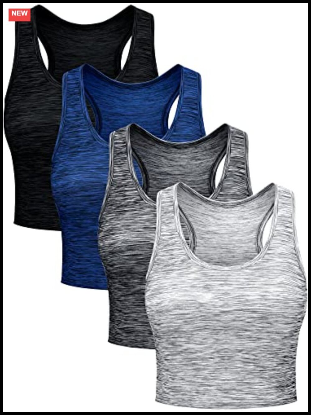 4 Pack Crop Tank Tops Cotton Spandex Sleeveless Racerback Yoga